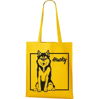 Plátěná taška s Husky, Barva Žlutá, Velikost 40×45 cm, Canvas Nákupní taška Bezvatriko.cz 1027 - DTF/DTG