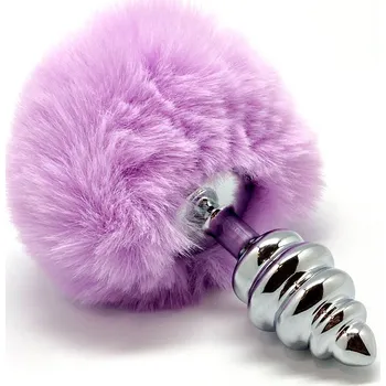 Anální kolík Alive Metal Anal Fluffly Twist Plug S Purple