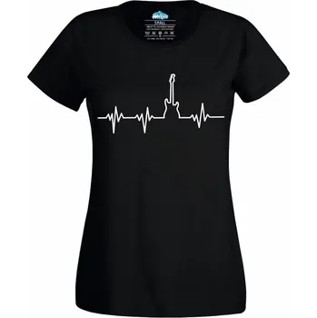 Dámské tričko Dámské tričko Kardiogram a Kytara (Skladem XS-4XL) (Velikost: XXL, Barva: Černá)