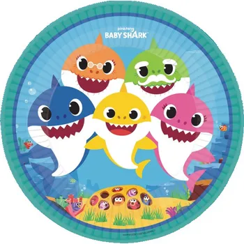 Party nádobí BABY SHARK talířky 8 ks, 23 cm