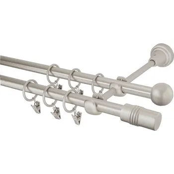 Garnýž kovová 150 cm dvouřadá - dvojitá 16 Cylinder chrom mat