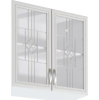 Kuchyňská skříňka Tempo Kondela Horní skříňka G80S se sklem, bíla/sosna Andersen, SICILIA