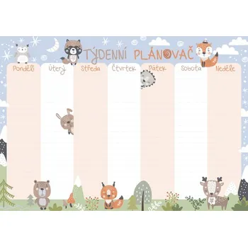 Psací podložka A4 univerzální stolní týdenní plánovací podložka, zvířátka