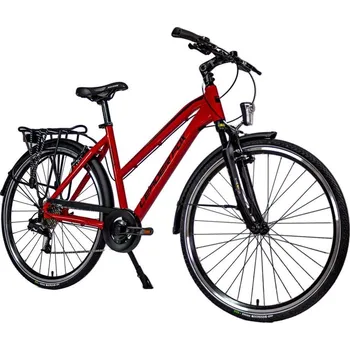 Trekingové kolo Leader Fox Ferrara dámské 2023 červená vel.20" /1x8/ - AKCE!