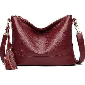 Crossbody tote kabelka s třásněmi Barva: Vínová, Velikost: (20cm