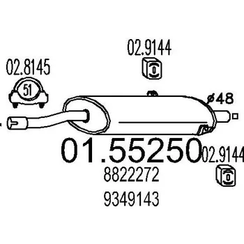 Výfukový systém Střední tlumič výfuku MTS 01.55250