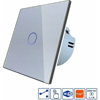 vypínač WELAIK Skleněný dotykový vypínač kompletní ř.6/7 WiFi- šedý