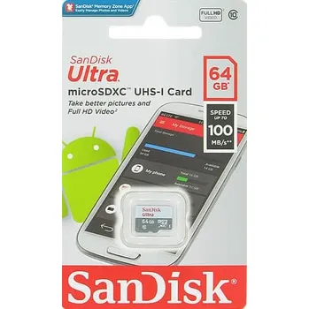 Ukládání dat Sandisk MicroSDXC karta 64GB Ultra (80MB/s, Class 10 UHS-I, Android)