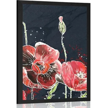 Plakát Dovido Plakát červené máky na černém pozadí