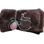 Sleep-well Deka z mikroflanelu Sleep-well ® HNĚDÁ -150x200cm, výšivka PRO MYSLIVCE - JELEN