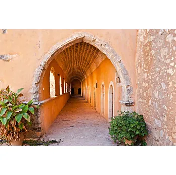 Fototapeta DIMEX | Vliesová fototapeta Klášter Arkadi MS-5-0732 | 375 x 250 cm| zelená, oranžová, hnědá + Vliesová fototapeta na stěnu DIMEX Klášter Arkadi MS50732 v rozměru 375 x 250 cm + lepidlo zdarma