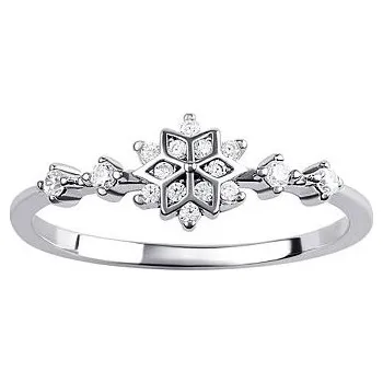 Prsten Stříbrný prsten vločka Elsa s Brilliance Zirconia velikost obvod 49 mm DCC08017RW-obvod 49 mm