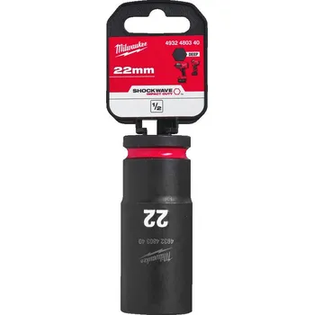 Gola hlavice MILWAUKEE 1/2" prodloužená průmyslová hlavice STD, 22mm