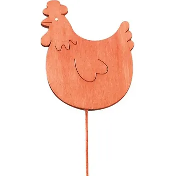 Dřevěná slepička 8 cm oranžová + drátek