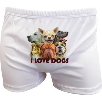 Trenýrky s potiskem Miluji psy - I love dogs pánské