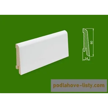 Podlahová lišta NOVÁK Vzorek - Podlahová soklová lišta 60x14 dřevěná bílá dýhovaná RAL9003 V-WBA6014