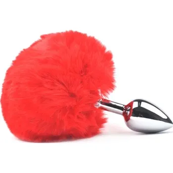 Anální kolík VšeNaSex.cz Ocelový anální kolík Rabbit červený