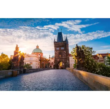 Fototapeta DIMEX | Vliesová fototapeta Karlův most MS-5-0654 | 375 x 250 cm| zelená, modrá, bílá, šedá + Vliesová fototapeta na stěnu DIMEX Karlův most MS50654 v rozměru 375 x 250 cm + lepidlo zdarma