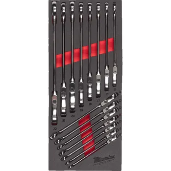 Ruční nářadí MILWAUKEE Pěnová vložka se sadou ráčnových klíčů s kloubovou hlavou MAX BITE™ 15 ks