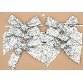 Mašle stříbrná třpytivá 10 cm, 6 ks