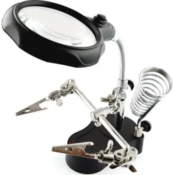 Lupa Rukojeť s lupou a LED podsvícením - třetí ruka ZD-126-2