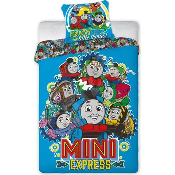 Povlečení Faro Mašinka Tomáš Mini expres 140 x 200, 70 x 90 cm zipový uzávěr