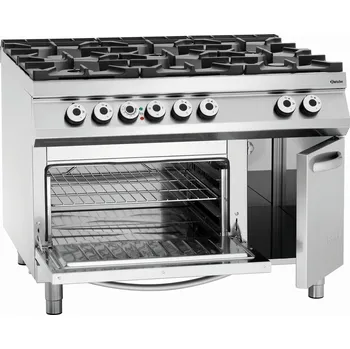 Sporák Plynový sporák 6 hořáků s elektrickou troubou 5,6 kW, 1200x900x900 mm | BARTSCHER, 2952481