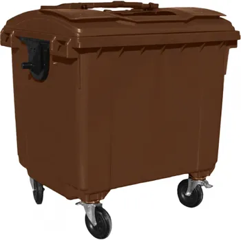 Popelnice Plastik Gogić Plastový kontejner 1 100 l hnědý ploché víko