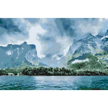 Malování podle čísel - Jezero Königsee Velikost: 40x60cm, Rámování: Pouze srolované plátno