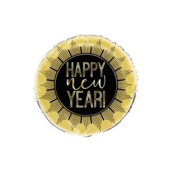 Party dekorace Balónek foliový Happy New Year - Silvestr - kulatý - 45 cm