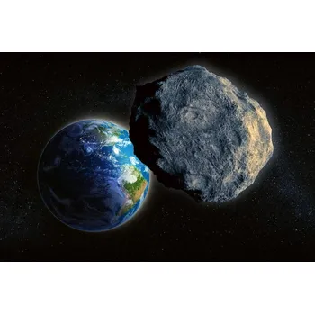 Fototapeta DIMEX | Vliesová fototapeta Velký asteroid MS-5-2303 | 375 x 250 cm| zelená, modrá, černá, šedá + Vliesová fototapeta na stěnu DIMEX Velký asteroid MS52303 v rozměru 375 x 250 cm + lepidlo zdarma