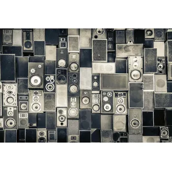 Fototapeta DIMEX | Vliesová fototapeta Staré hudební reproduktory MS-5-2110 | 375 x 250 cm| bílá, černá, metalická, šedá + Vliesová fototapeta na stěnu DIMEX Staré hudební reproduktory MS52110 v rozměru 375 x 250 cm + lepidlo zdarma