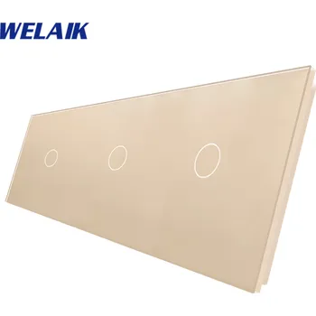 vypínač WELAIK trojnásobný skleněný panel 1+1+1 - ivory cream