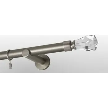 Garnýž Satin nickel Ø 25 mm - koncovka Crystal cone tyč hladká držiak simple