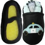 CAROZOO Kožené capáčky s gumovou podrážkou policie 6-12 měsíců Černá 19,5