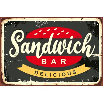 Fototapeta DIMEX | Vliesová fototapeta Cedule - Sendvič MS-5-2114 | 375 x 250 cm| červená, bílá, žlutá, šedá + Vliesová fototapeta na stěnu DIMEX Cedule - Sendvič MS52114 v rozměru 375 x 250 cm + lepidlo zdarma