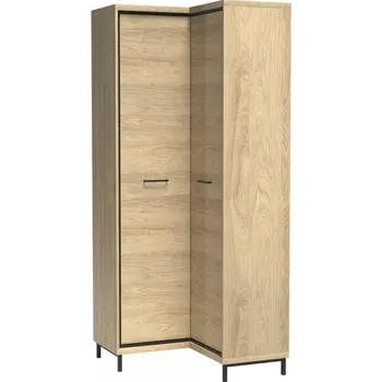 Šatní skříň Šatní skříň rohová M14 MEDIOLAN hikora + kovové nožičky, 85/102 x 207 x 59/41 cm