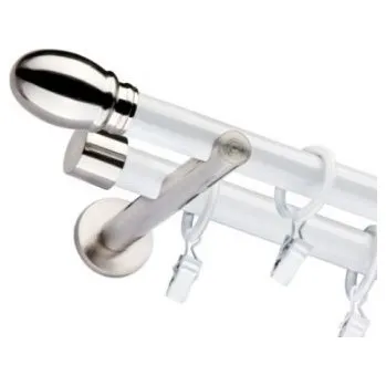 Garnýž Garnýž dvojitá 19mm biela leskla koncovka Beluno efekt nerez