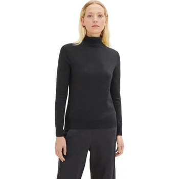 Dámský svetr TOM TAILOR DÁMSKÝ TENKÝ PLETENÝ ROLÁK ČERNÝ XL