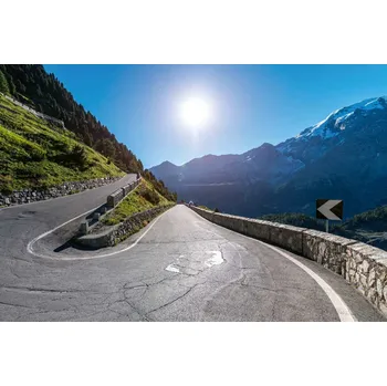 Fototapeta DIMEX | Vliesová fototapeta Silnice v Alpách MS-5-2869 | 375 x 250 cm | zelená, modrá, šedá + Vliesová fototapeta na stěnu DIMEX Silnice v Alpách MS52869 v rozměru 375 x 250 cm + lepidlo zdarma