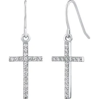 Náušnice Stříbrné náušnice Geno ve tvaru kříže s Brilliance Zirconia MW2424E