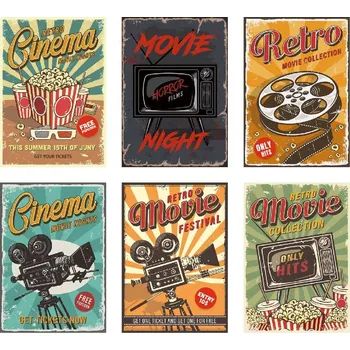 Fototapeta DIMEX | Vliesová fototapeta Staré kino plakáty MS-5-2105 | 375 x 250 cm| zelená, modrá, červená, černá, žlutá + Vliesová fototapeta na stěnu DIMEX Staré kino plakáty MS52105 v rozměru 375 x 250 cm + lepidlo zdarma