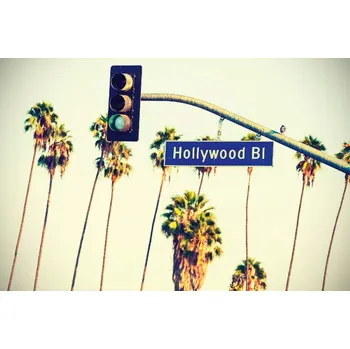 Fototapeta DIMEX | Vliesová fototapeta Nápis Hollywood Boulevard MS-5-2942 | 375 x 250 cm | zelená, modrá, bílá + Vliesová fototapeta na stěnu DIMEX Nápis Hollywood Boulevard MS52942 v rozměru 375 x 250 cm + lepidlo zdarma