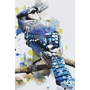 Malování podle čísel - Sojka chocholatá Velikost: 40x60cm, Rámování: Pouze srolované plátno