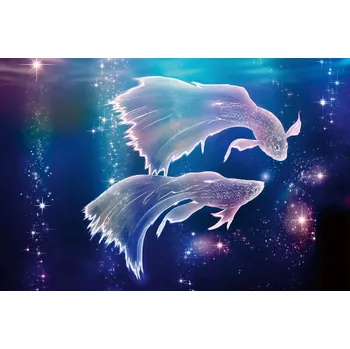 Fototapeta DIMEX | Vliesová fototapeta Znamení zvěrokruhu - Ryby MS-5-2276 | 375 x 250 cm| modrá, bílá, fialová, černá, růžová + Vliesová fototapeta na stěnu DIMEX Znamení zvěrokruhu - Ryby MS52276 v rozměru 375 x 250 cm + lepidlo zdarma