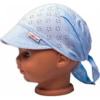 Kojenecký body BABY NELLYS dětský síťovaný šátek s kšiltem na zavazování Světle Modrá vel. 92/104