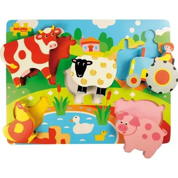 Dřevěná hračka Bigjigs Toys Dřevěné vkládací puzzle Farma