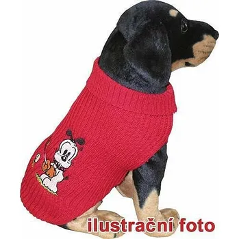 Obleček pro psa Svetr s fosforeskujícím pejskem, červený Délka zad 25 cm