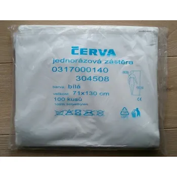 Jednorázové nádobí Zástěry jednorázové 71x130cm bílé ČERVA 100ks