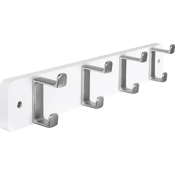 Věšák Walteco Věšáková lišta, 450x70mm, 4 háčky, bílá MDF+nikl, FSC